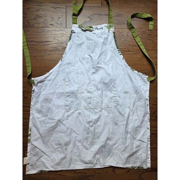 Casa Decors Kitchen Tie Apron with Herbs Green White Adjustable Pockets - Picture 2 of 5